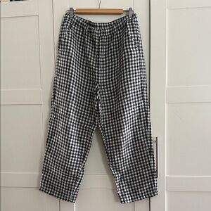Quince Black & White Gingham 100% linen pants
